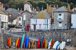 View of the coastal town harbour of Mousehole, Devon,