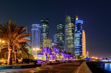 Wall Mural - Doha skyline at night, Qatar, Middle East