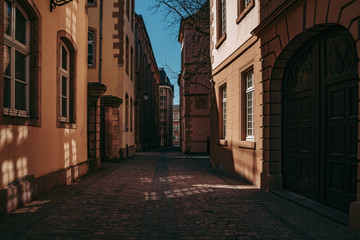  LUXEMBOURG CITY /  APRIL 2020: Empty city center in times of Coronavirus global emergency
