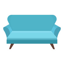 Sofa And Couch Colorful Cartoon Illustration Vector. Comfortable Lounge For Interior Design Isolated On White Background. Flat Style