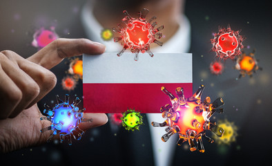 Corona Virus Around Poland Flag. Concept Pandemic Outbreak in Country