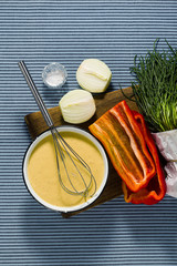 Wall Mural - ingredients for plant-based Italian omelette. healthy vegan cuisine