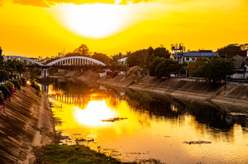 Sticker - Ratsadaphisek Bridge with Wang River at Evening