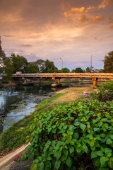 Poster - Concrete bridge over the Wang river at evening