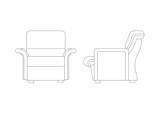 Fototapeta  - The single-seat luxury armchair was drawn in CAD drawing. Single line drawing in black and white. 

