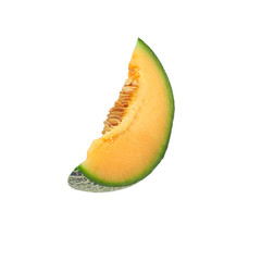 cantaloupe melon slice on white background