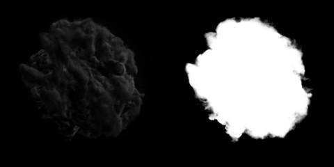Poster - Isolated abstract lightning and smoke with turbulent motion, Multi-color powder, fog, smoke explosion. alpha channel with black/white matte for post-production, digital composition. 3D render
