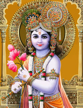 Lord Krishna Kid Festival Hinduism Flowers Illustration Holy