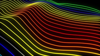 Poster - Abstract digital multicolored wave at black background abstract title blurred animation of particle seamless.
