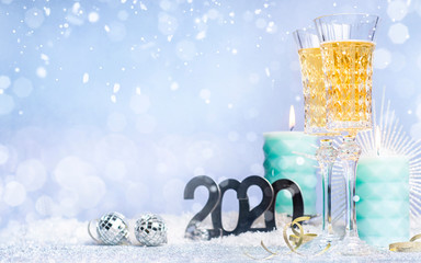 Happy New Year 2020. Christmas and New Year holidays background, winter season.