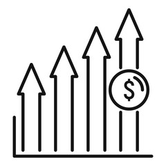 Poster - Startup finance graph icon. Outline startup finance graph vector icon for web design isolated on white background
