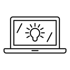 Poster - laptop startup idea icon. outline laptop startup idea vector icon for web design isolated on white b