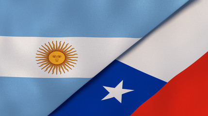 Wall Mural - The flags of Argentina and Chile. News, reportage, business background. 3d illustration