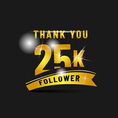 Wall Mural - Golden thank you 25 k follower poster design isolated on black