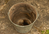 Fototapeta Pomosty - Old, dirty aluminum, iron bucket with a dirty inside