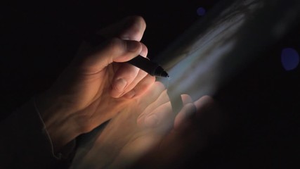 Wall Mural - working remote employee. creative digital artist photographer working from home edit his artwork on 
