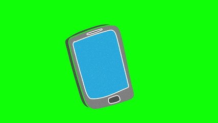 Poster - smartphone hand drawn green screen. floating loop animation