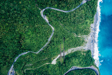 Aerial View Of Highway In Mountain