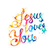 Jesus loves you. Calligraphic letters