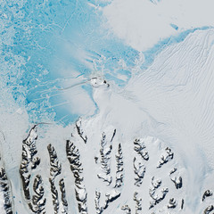 Stellite view of glacier. (Elements of this image furnished by NASA)