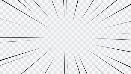 Wall Mural - abstract comic book flash explosion radial lines on transparent background. vector illustration supe