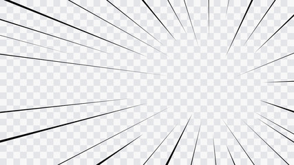 Wall Mural - abstract comic book flash explosion radial lines on transparent background. vector illustration supe
