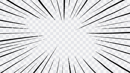 Wall Mural - abstract comic book flash explosion radial lines on transparent background. vector illustration supe
