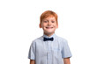 © rozaivn58 - Studio shot of a smiling redhead  boy wearing   blue  shirt with bow, isolated