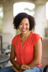 Confident Happy African American Woman Smiling Outside