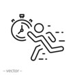 © Yurii - fast pace runner icon, man quick accelerate, run on time, worker late on  job, thin line web symbol on white background - editable stroke vector illustration eps10