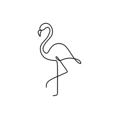 Wall Mural - flamingo one line drawing. continuous single hand drawn summer symbol. stylish decorative element. v