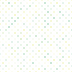 Wall Mural - Seamless polka dot pattern. Green dots in random sizes on white background. Vector illustration