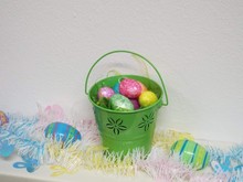 Multi Colored Easter Eggs In Bucket