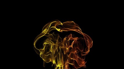 Poster - Abstract loopable orange motion waving dots texture with glowing defocused particles on black background,exploding flame