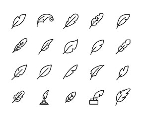 Poster - Simple set of quill icons in trendy line style.
