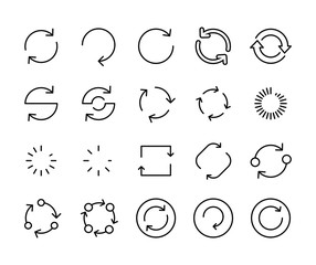 Poster - stroke line icons set of refresh.
