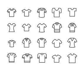 Poster - simple set of t-shirt icons in trendy line style