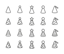 Simple Set Of Party Hat Icons In Trendy Line Style.