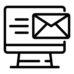 Poster - Envelope on the monitor icon. Outline envelope on the monitor vector icon for web design isolated on white background