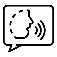 Poster - talking face in chat bubble. icon. outline talking face in chat bubble. vector icon for web design i