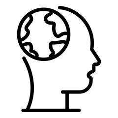Poster - Earth in the head icon. Outline Earth in the head vector icon for web design isolated on white background