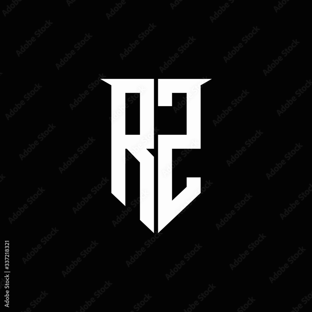 RZ logo monogram with emblem shield style design template Stock Vector ...