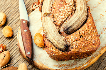 Wall Mural - Homemade banana bread.