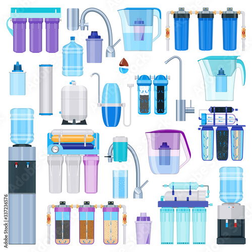 Fotografía Water filtration icons set