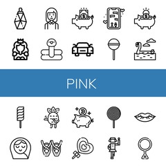 Wall Mural - pink icon set