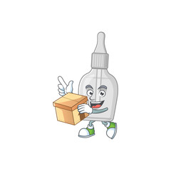 Canvas Print - Bottle with pipette cartoon design style having gift box