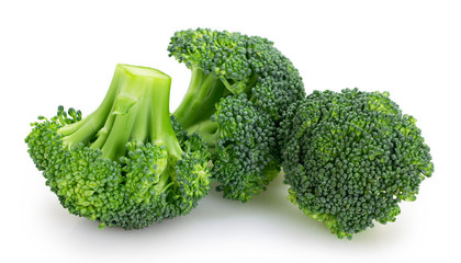 Wall Mural - Fresh broccoli on white background