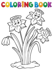 Poster - Coloring book narcissus flower image 1