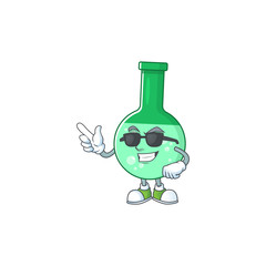 Sticker - Super cute green chemical bottle cartoon character wearing black glasses