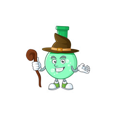 Sticker - Cute and sneaky Witch green chemical bottle cartoon design style